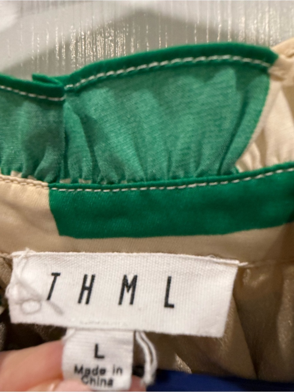 Green and Cream Geometric Short Dress - Picture 2 of 5